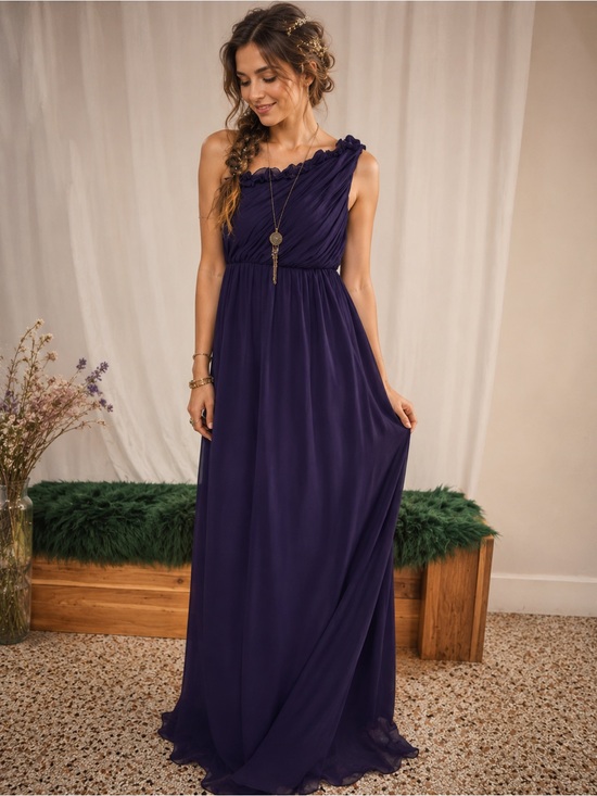 Kay Unger Dresses & Skirts - Kay Unger Deep Purple One-Shoulder Maxi Gown
